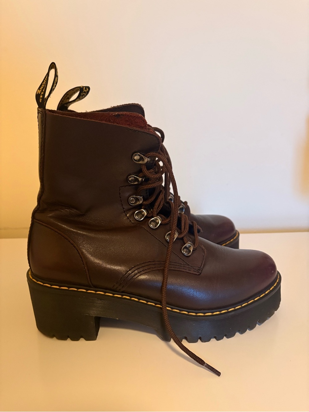 Dr. Martens Women's LEONA VINTAGE LEATHER HEELED BOOTS